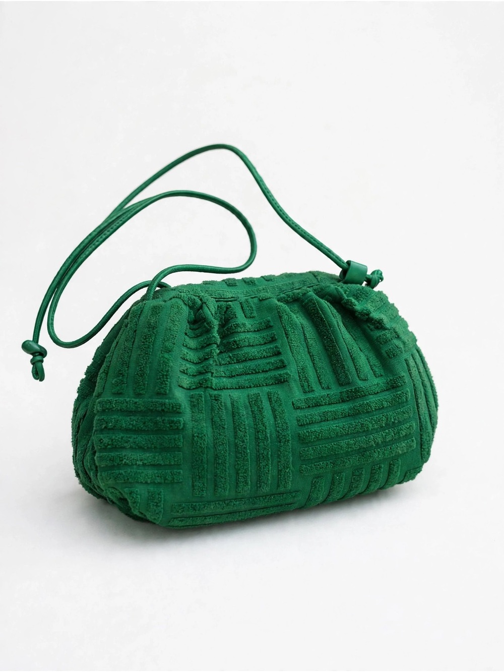Textured Terry Cloth Green Crossbody bag